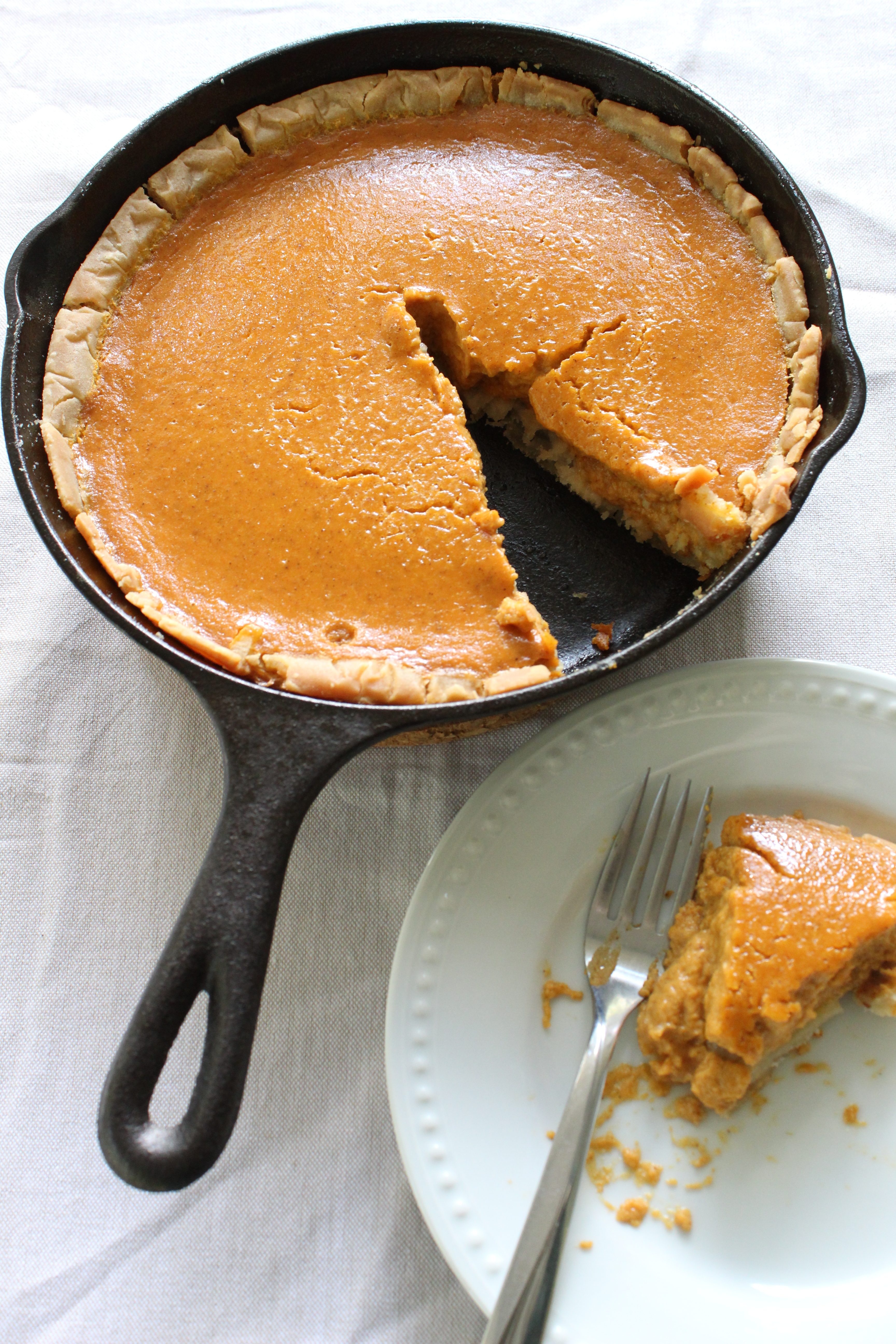Everyone is always wondering what to do with those mini cast iron pans.  Here you go! Crustless Pumpkin Pie! Delicious!!! : r/castiron